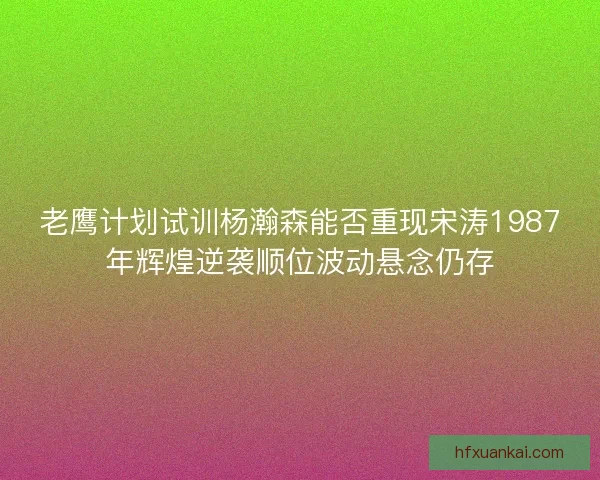 老鹰计划试训杨瀚森能否重现宋涛1987年辉煌逆袭顺位波动悬念仍存