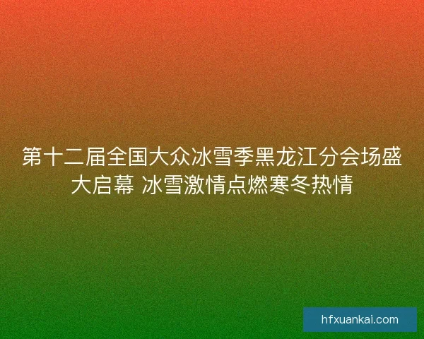 第十二届全国大众冰雪季黑龙江分会场盛大启幕 冰雪激情点燃寒冬热情